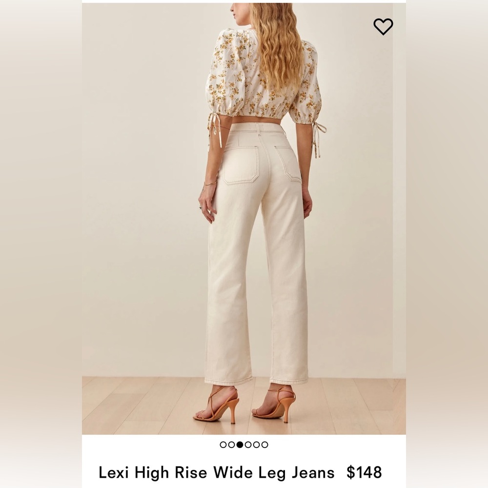 Reformation Lexi High Rise Wide Leg Jeans, Ivory color, Size 26
